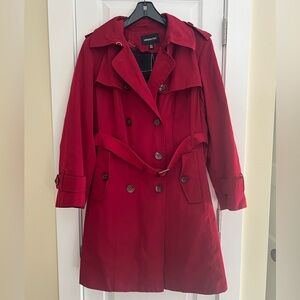 London Fog women’s 2x Crimson Cranberry Maroon Red Trench Coat
